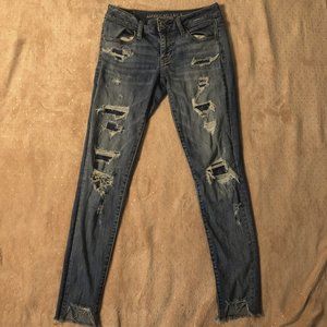American Eagle Super Low Distressed Jegging Pants